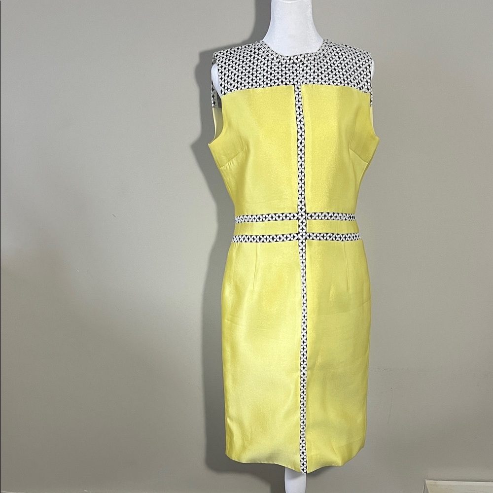 Yellow and White Sleeveless Dress